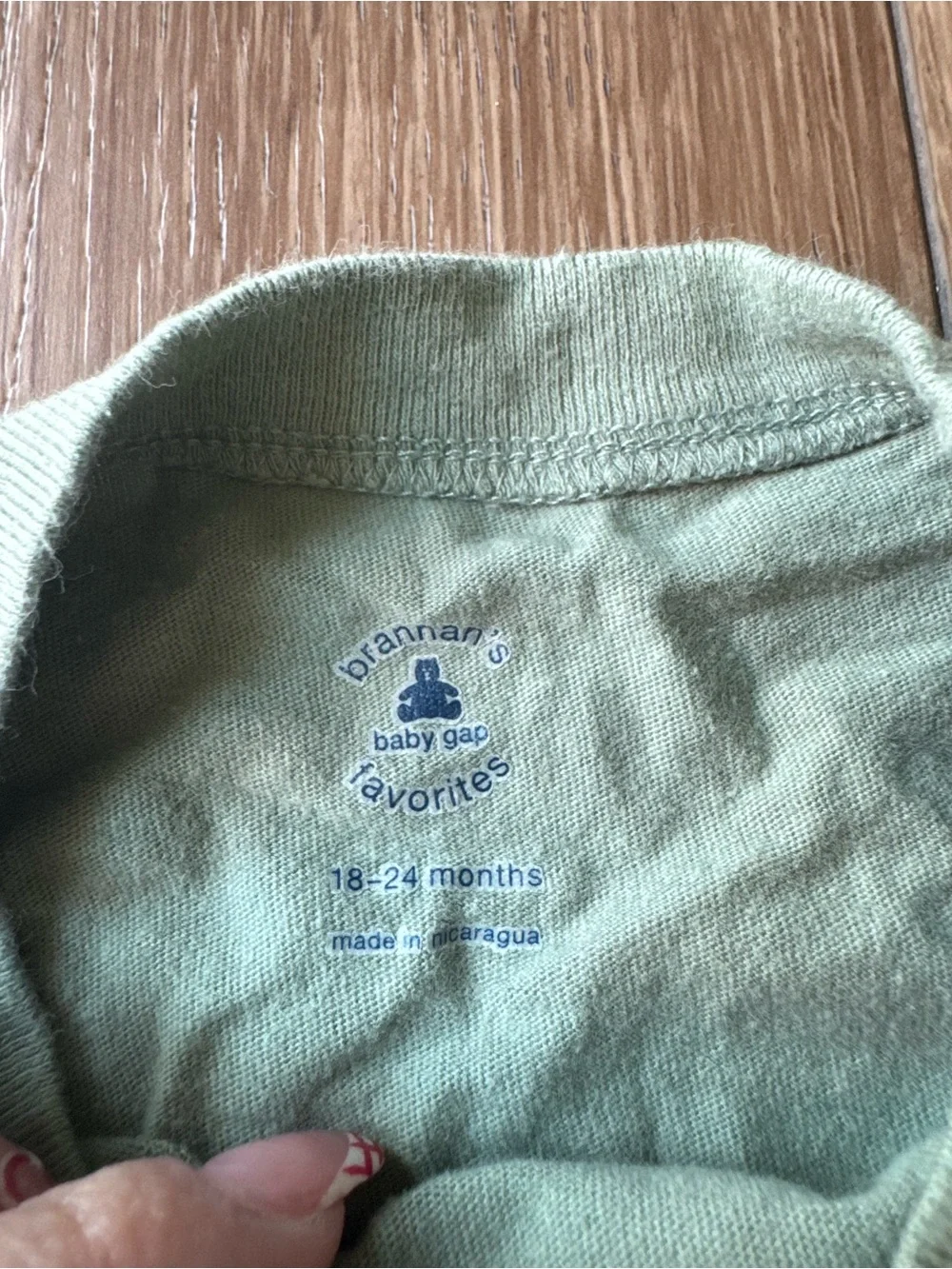 GAP Soft Sage Long-Sleeve Dino Applique Tee